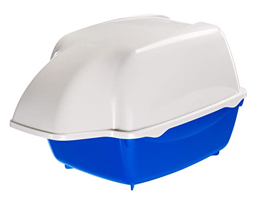 Ferplast Cosmic Outdoor Cat Litter Box - Waterproof Dog-Proof Cat Toilet with Tunnel Entry High-Sided Base for Litter Containment Easy-Clean Design Durable Thermoplastic Resin in Blue