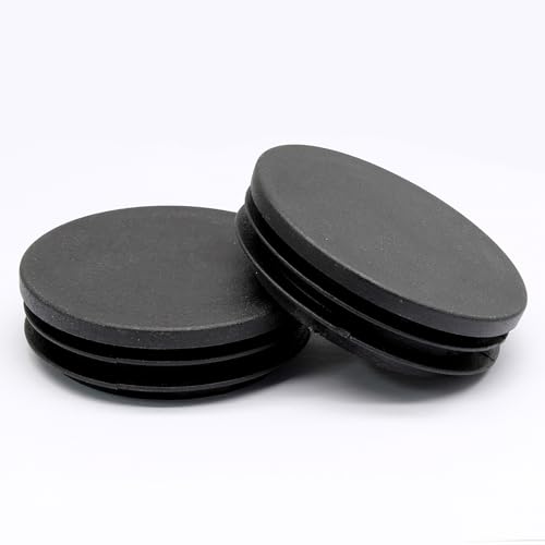 Image of Hordion 8 Pcs 2 inch Round Plastic Plugs, Tubing End Cap Black Insert End Caps Floor Protector for Metal Tube Pipe Post Chairs Furniture