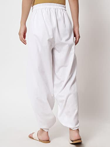 Image of 9rasa Women's Cotton Solid Harem Dhoti Pants for Casual FusionWear Workwear