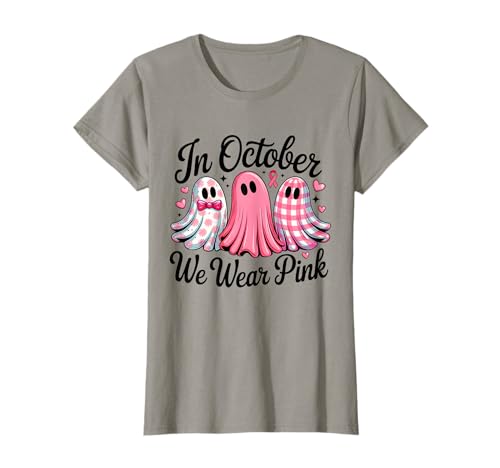 in October We Wear Pink Cute Ghost Boo for Girls Women's T-Shirt