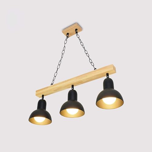 Stylish Dining Room Chandelier Black and White Metal lampshade,Natural Wooden Beam and Pole Pendant Lights Bedroom Balcony Aisle Lights Modern Simple Ceiling Lights,Modern Design