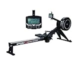 PERFORMBETTER+ Rudergerät, Fitness, Ausdauer- und Cardiogerät für zuhause oder Fitnessstudio, Indoor Rower mit LCD-Display und einstellbarem Luftwiderstand, Farbe: schwarz