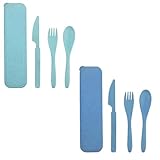 2 Sets Portable Reusable Cutlery Set with Case