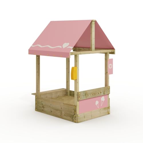 Wickey Sandkasten Dinky mit pastellpinkem Dach - Sandbox 113 x 84 x 28 cm - imprägniertes Massivholz