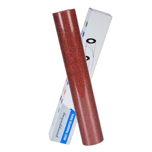 Image of guangyintong Heat Transfer Vinyl Glitter Royal Red HTV Rolls, 12 inch x 5ft Royal Red Iron on Vinyl for T Shirts, Glitter HTV Vinyl for All Cutter Machine Easy to Cut & Weed for HTV Design