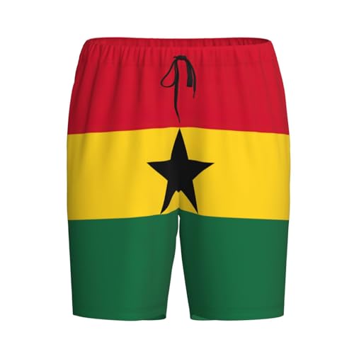 Flag Of Ghana Men,S Comfy Lounge Sleeping Imitation Cotton Shorts Pants Pockets Inserted On Both Sides4