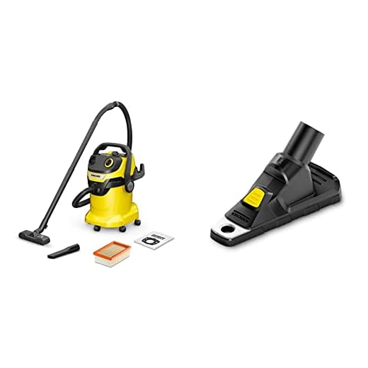 Bundle of Kärcher 16283020 Wet & Dry Vacuum Cleaner WD 5, blower function, power: 1100w, plastic container: 25 L, suction hose: 2.2 m + Kärcher Drill dust Collector, 1 Piece, 2.863-234.0