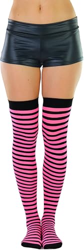 Image of ToBeInStyle Women's Opaque Hosiery Thin Striped Thigh High Long Stocking