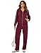 Terecey Jogginganzug Damen Set 2 Teiliges Lounge Trainingsanzug Frauen Streifen Sportanzug Fitnessanzug mit Taschen Herbst Langarm Reißverschluss Outfits Sets Tracksuit Freizeitanzug Weinrot L