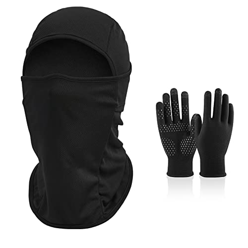GZLCEU 1 Stück Sturmhaube, Winddicht Atmungsaktiv Balaclava mit 1 Paar Handschuhe Winter für Outdoorsports Radfahren, Snowboarden, Skifahren, Motorrad Cover