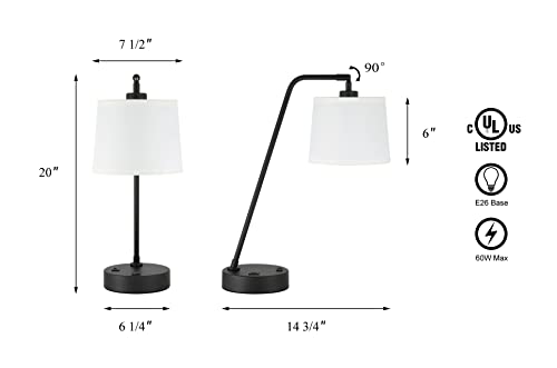 Xinbei Lighting Black Table Lamp, Bedside Lamps With Usb Port Industrial Adjustable Shaded Desk Lamps For Home Office Nightstand Bedroom Living Room Xb-Tl282-Mb #TOP5