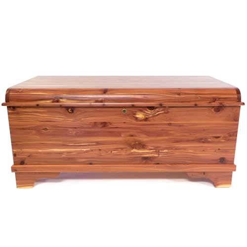 DutchCrafters Red Cedar Wood Blanket Storage for Living Room Fully Lined Hope Chest Bedroom Bench Lockable Storage Box Locking Chest with Handles and Waterfall Edge - Amish Made in USA (35 Small)