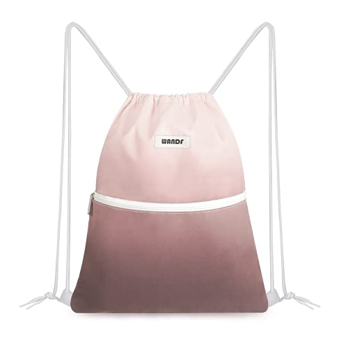 Image of WANDF Drawstring Backpack, Gym Sackpack for Sports (Dark Pink) | Water-Resistant, Shopping, Yoga, Travel, Beach, Daily Carry