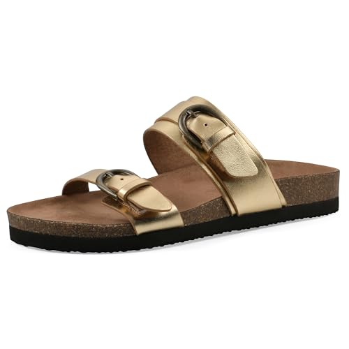 Image of WHITE MOUNTAIN Women's Hardball Double-Buckle Signature Comfort-Molded Footbed Sandal