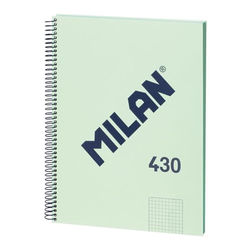 MILAN® Cuaderno A4 con tapa dura, cuadrícula 5x5mm, 80 hojas, papel de 95 gr/m², serie 1918, verde