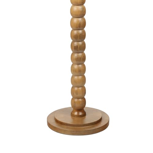 JONATHAN Y Monroe Wood and Marble Round Drink Table with Bobbin Spool Pedestal Base, 24.25" Tall Modern Accent Martini Table for Small Spaces, Living Room, Bedroom, Natural and White END3005B by JONATHAN Y - Image 5
