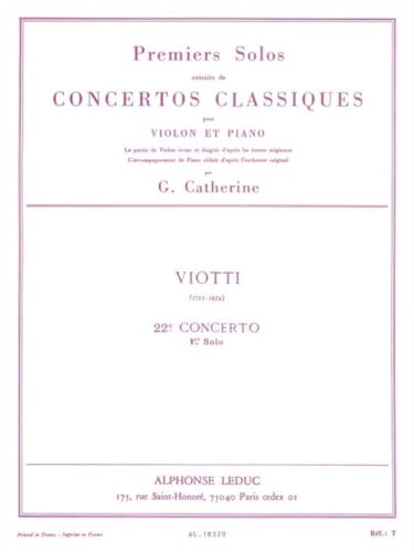 Viotti : 1er solo du 22ème concerto (Premiers Solos extraits de Concertos classiques) - violon - édition Leduc