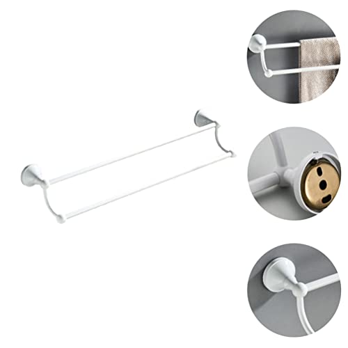 Angoily Wall Mounted Double Pole Towel Rack 21.65 Inch Bathroom Storage Shelf with Sturdy Brass Round Base for Bathrobe and Wash Cloth Holder by Angoily - Image 3