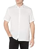 Peso ligero Armani Exchange Tencel Short Sleeve Button Up Shirt Camisa de Vestir, Blanco, M para Hombre