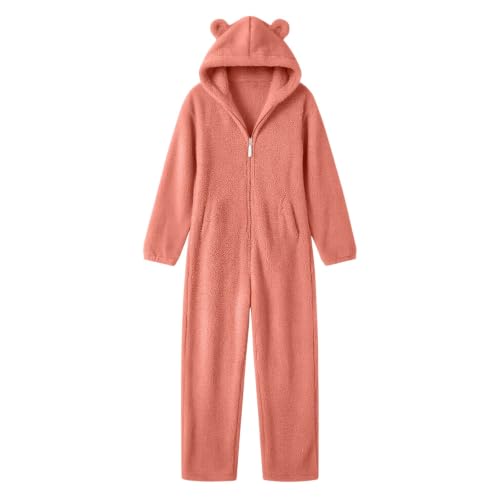 Fleece Pajamas Women Onesie Teddy Bear Ear Hooded Zip Up Fluffy Loungewear - image 4