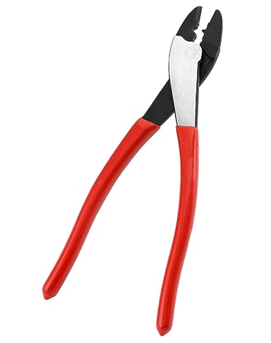 QWORK Wire Crimping Tool, 10" Steel Cable Wire Electrical Cutter Crimper Crimping & Cutting Pliers for 10~22 AWG Insulated and Non-Insulated Terminals and Connectors