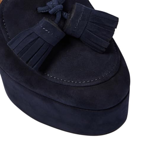 Image of SHODENSE Women Vintage Chunky Platform Loafers Pumps Tassel Round Closed Toe Slip On Suede Block High Heel Dress Loafer Shoes Buckle Strap Oxford Loafers Fringe Pump Dressy Chic Sexy Y2k 4-11 M US