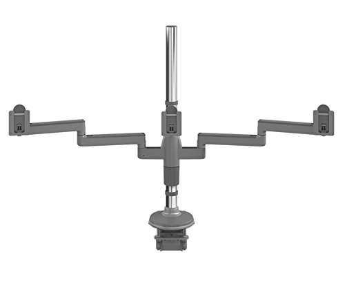 Humanscale M8 M Flex Triple 3 Monitor Arm Straight Link 24 High Post with Integrated Clamp Mount Silver