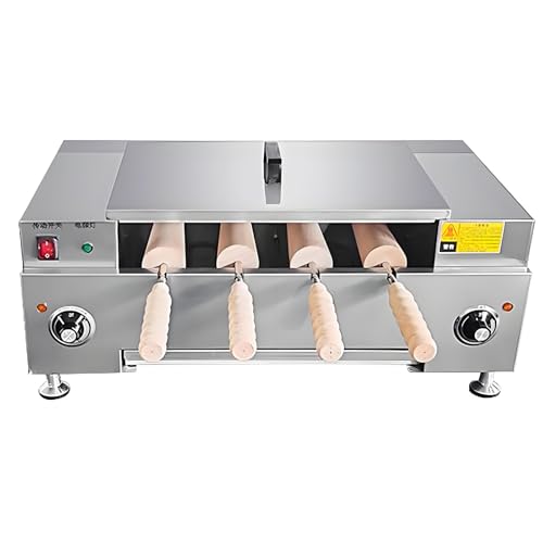 AityBuy Máquina para Hacer Conos De Helado, Horno De Chimenea Comercial para Hacer Panecillos, Horno De Chimenea para Panecillos, Tostadora De Chimenea De 3000 W, con 4 Rodillos Knob