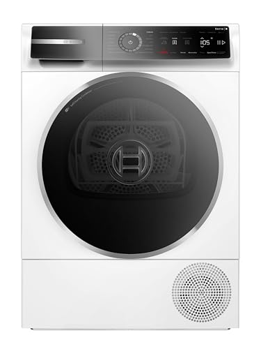 Bosch WQB246C0II Serie 8 Asciugatrice smart a pompa di calore, 9 kg, Classe energetica B, Condensatore autopulente, Riduce le pieghe e facilita la stiratura, Cestello per capi in lana, Bianco, 60 Cm