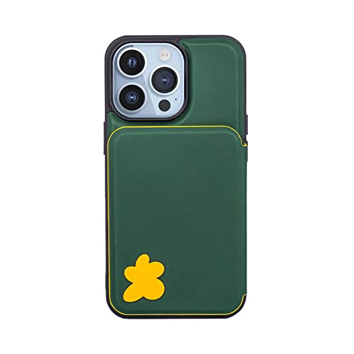 Étui miroir iPhone 8 Plus portefeuille en cuir vert uni idée cadeau utile et esthétique
