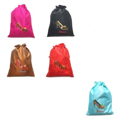 Sacchetti per scarpe con tacco alto in seta riutilizzabile con coulisse per le donne borsa portatile da viaggio per la casa sacchetto di stoccaggio per da ricamo fine da imballaggio con