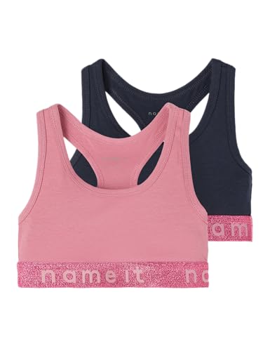 NAME IT Mädchen NKFSHORT TOP 2P Barely PINK Lurex NOOS Bustier, 122-128