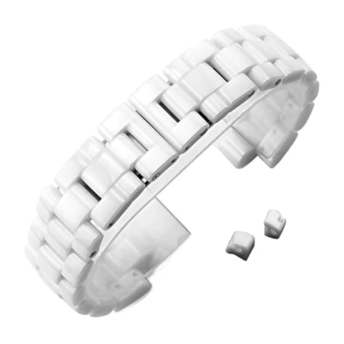 RTRCAGAKM Bracelet de montre adapté au bracelet en céramique J12 for femme et homme, noir et blanc, 16 mm, 19 mm(White,16mm)