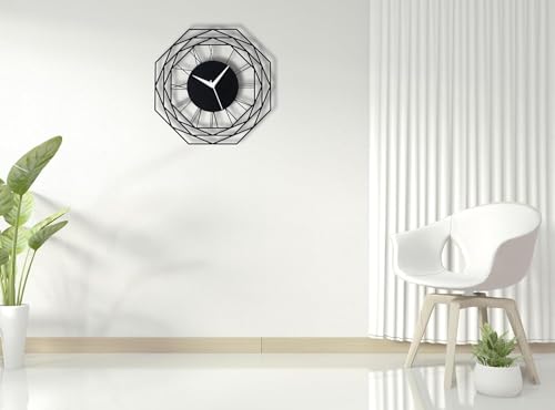 Image of Wall Clock Stylish Metal Analog Wall Clock for Living Room, Bedroom, Office, Kitchen, Home and Hall | Antique Fancy Big Size Modern Wall Watch (Black(DA-82), 50 CM)