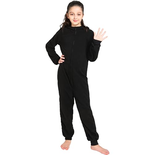Wizland Black Cat Costume for Kids Girls,Halloween Animal Onesie Suit with Tail Ears,Furry Kitty Costume Set for Unisex Child and Toddler 10-12 - Image 2