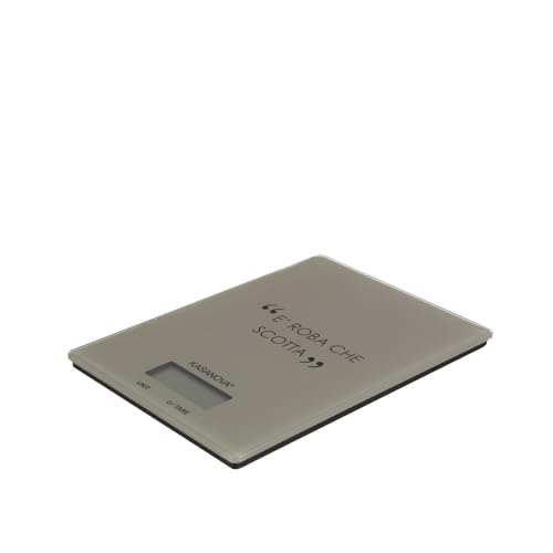 KASANOVA Bilancia da Cucina Digitale Tortora Rettangolare con Scritta