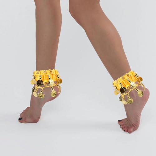 Tobilleras para danza del vientre cómodas para mujer con accesorios de monedas y sonido melodioso 7