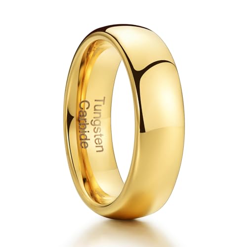 Tungsten Rings for Men, Men's Wedding Bands in Gold, Black, and Silver, 4mm, 6mm, 8mm Sizes, Mens Tungsten Wedding Bands with Comfort Fit and Polished Beveled Edge