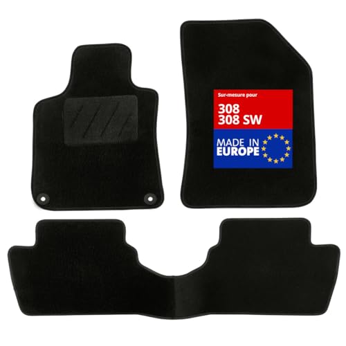 DBS 1766211 Car Floor mat - Custom Made - 3 Pieces - Anti-Slip - Black Carpet 900g/m² - Velours Finish - Range Star - Steering Wheel Left