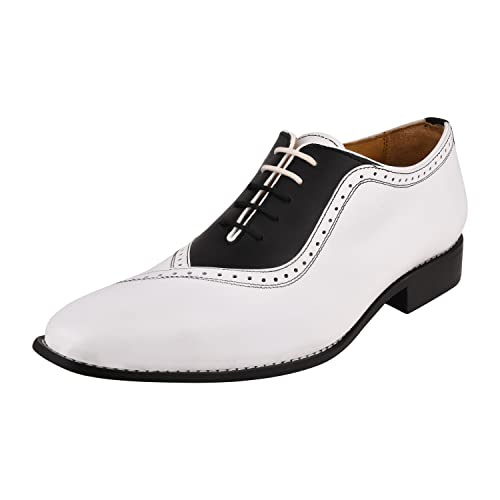 Image of LIBERTYZENO Mens Burnished Toe Genuine Leather Adults Lace Up Oxford Dress Shoes for Easter Gift