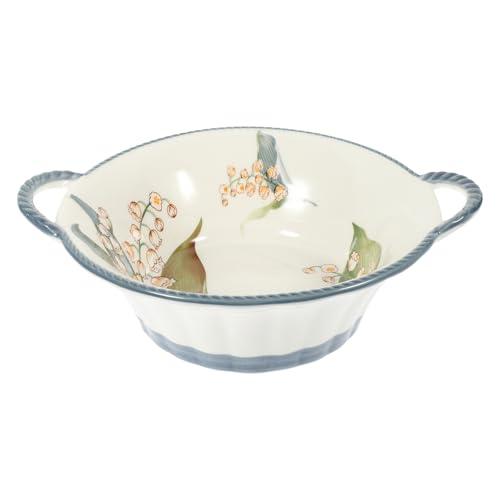 Kichvoe Ciotola in Ceramica Con Manici Per Zuppa E Ramen Grande Ciotola Da Portata Stile Nordico Per Casa E Ristoranti Adatta Per Minestra Noodle E Insalata