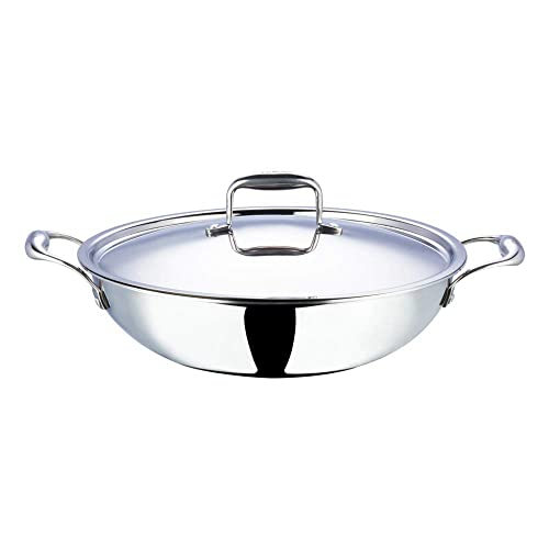 Wok de acero inoxidable con tapa 32 cm 5.2 litros