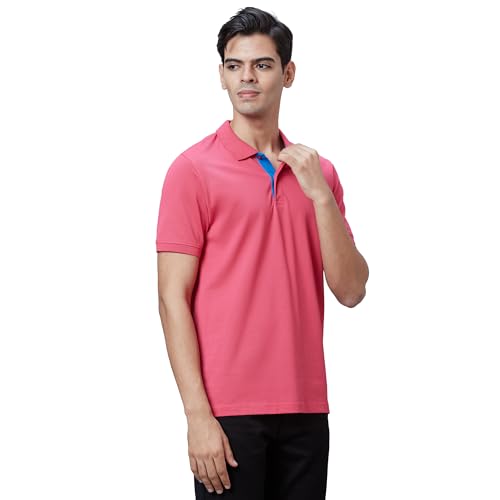 Image of Park Avenue Slim Fit Pure Cotton Print Pattern Polo Neck Casual T-Shirt