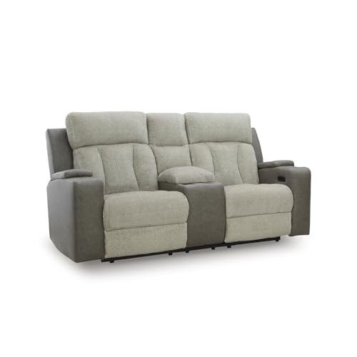 Image of Signature Design by Ashley Power Reclining Loveseat with Console, Sisal