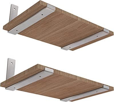 Ikram Traders Shelf Bracket, Max Load 400 lb Heavy Duty Stainless Steel Right Angle Bracket, Wall Mounted Support L Brackets for only Brackets h, Pack of 4… (4pack 12inch J Brackets)