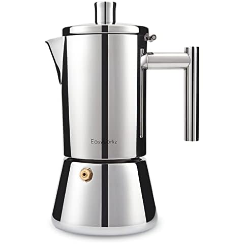 Easyworkz Diego Stovetop Espresso Maker Stainless Steel Italian Coffee Machine Maker 12Cup 17.5 oz Induction Moka Pot Cover