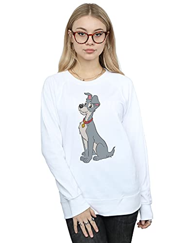Disney Women's Lady And The Tramp Spaghetti Heart Sweatshirt White Small