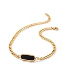 Golden and Black Color Cylinder Shape Single Plate Stylish Trending Fashionable Casual Style Daily Use Stainless Steel Friendship Wrist Band Cuff Box Linear Chain Bracelet, Stainless Steel