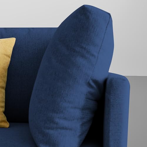 Image of Carina RHS 6 Seater L Shape Sofa Set with Center Table for Living Room (Blue Fabric) Premium Fabric Sofa