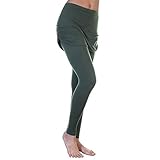 Angelina Women's High Waist Leggings with Attached Ruched Side Mini Skirt, 041_S-M